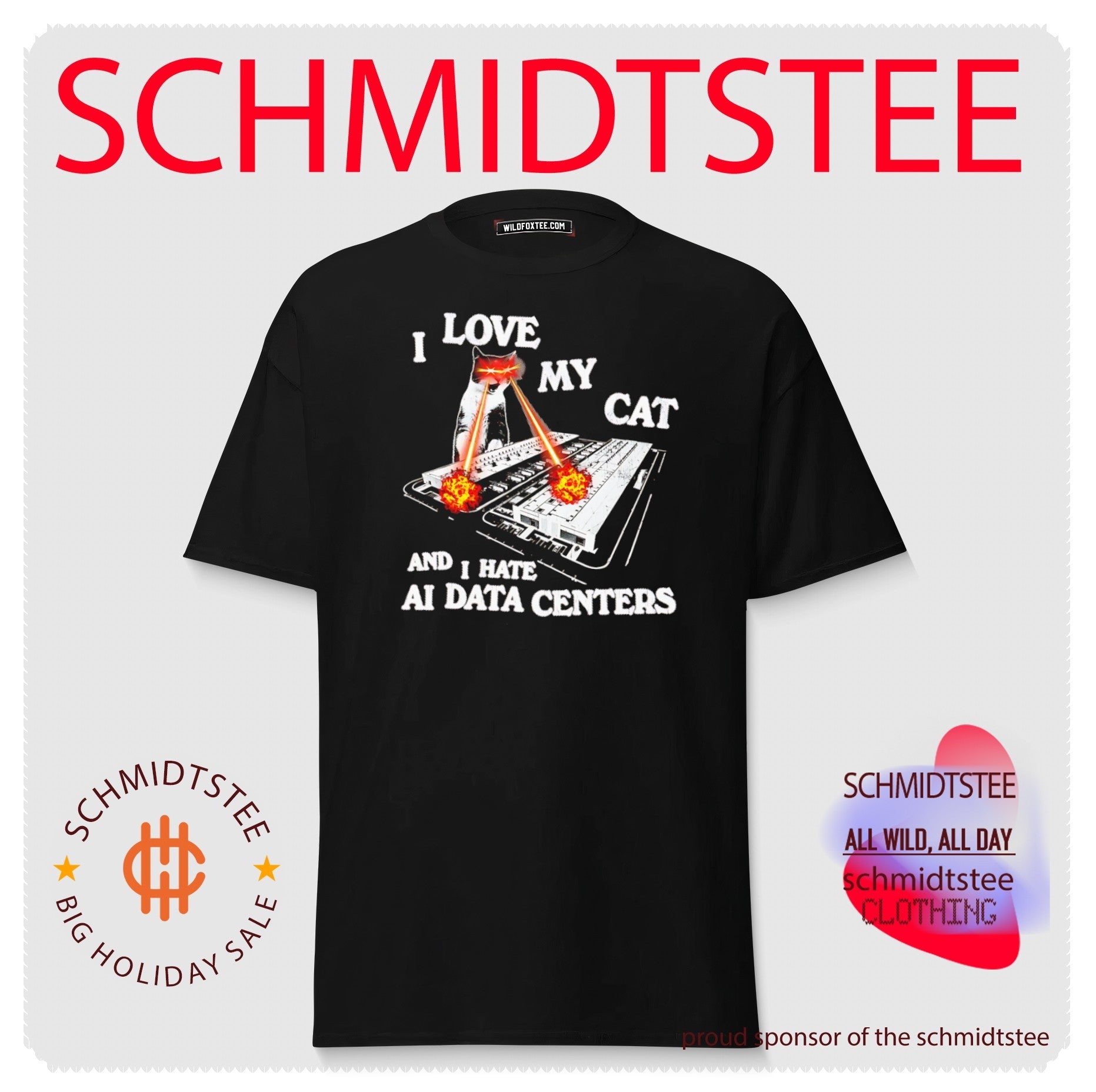I love my cat and I hate AI data centers shirt
