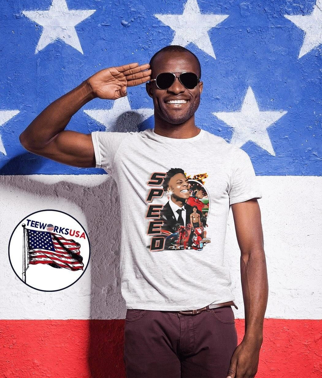 Ishowspeed Smiling in Suit Collage Graphic shirt