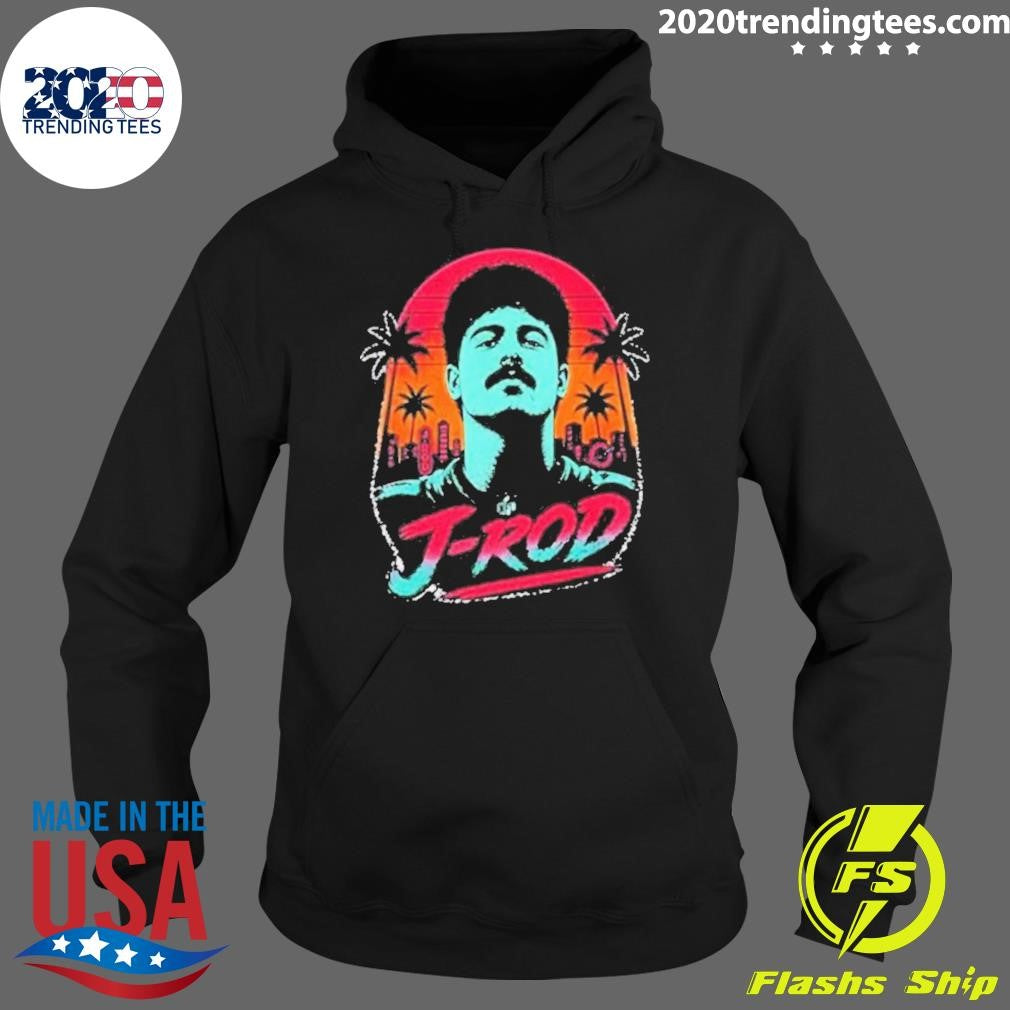 J Rod Retro Sunset Vibes With Nfl And Palm Trees Shirt