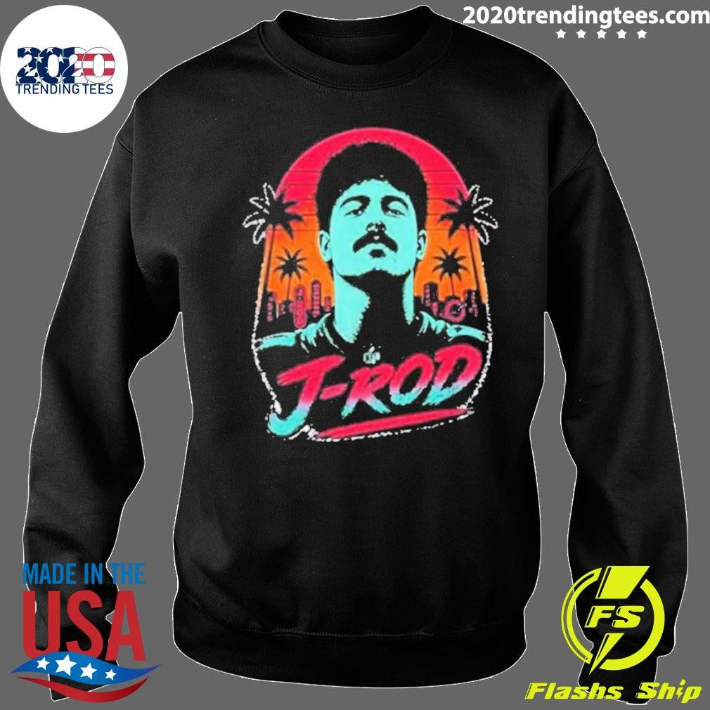 J Rod Retro Sunset Vibes With Nfl And Palm Trees Shirt