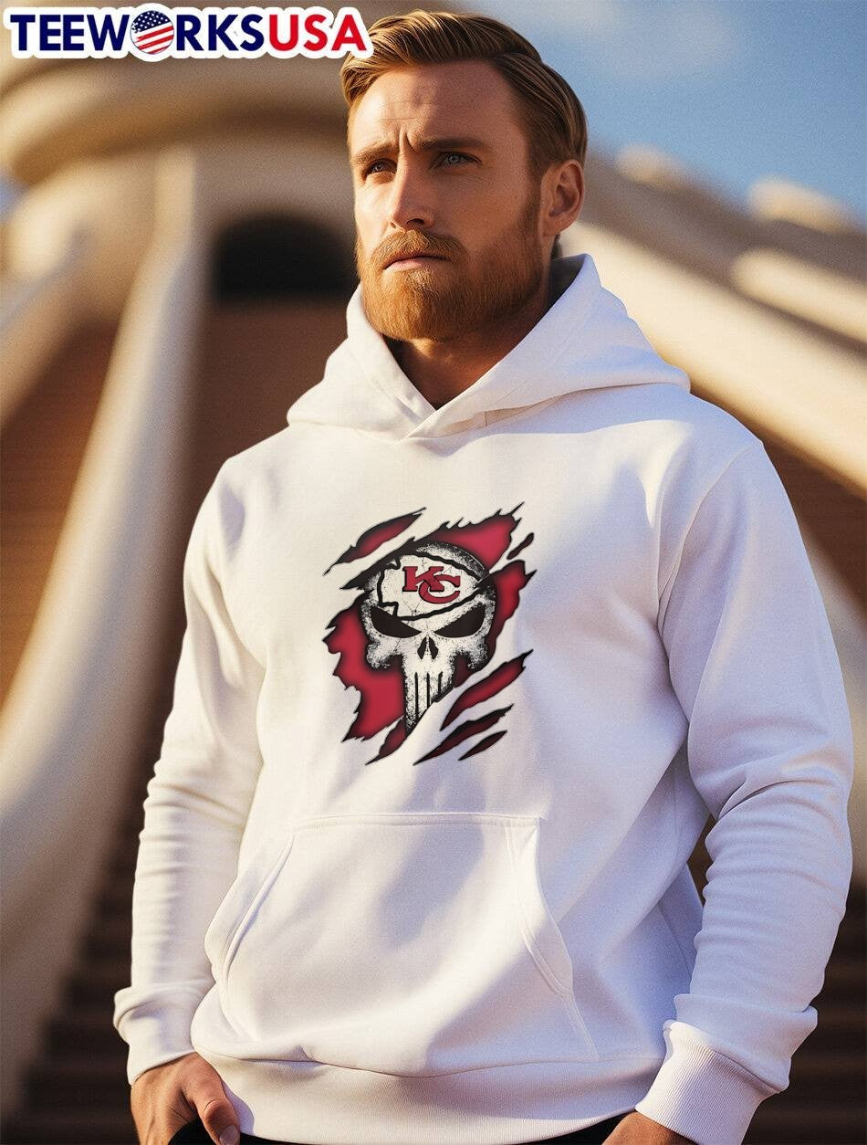 KC Skull Torn Fabric Kansas City Chiefs T-Shirt