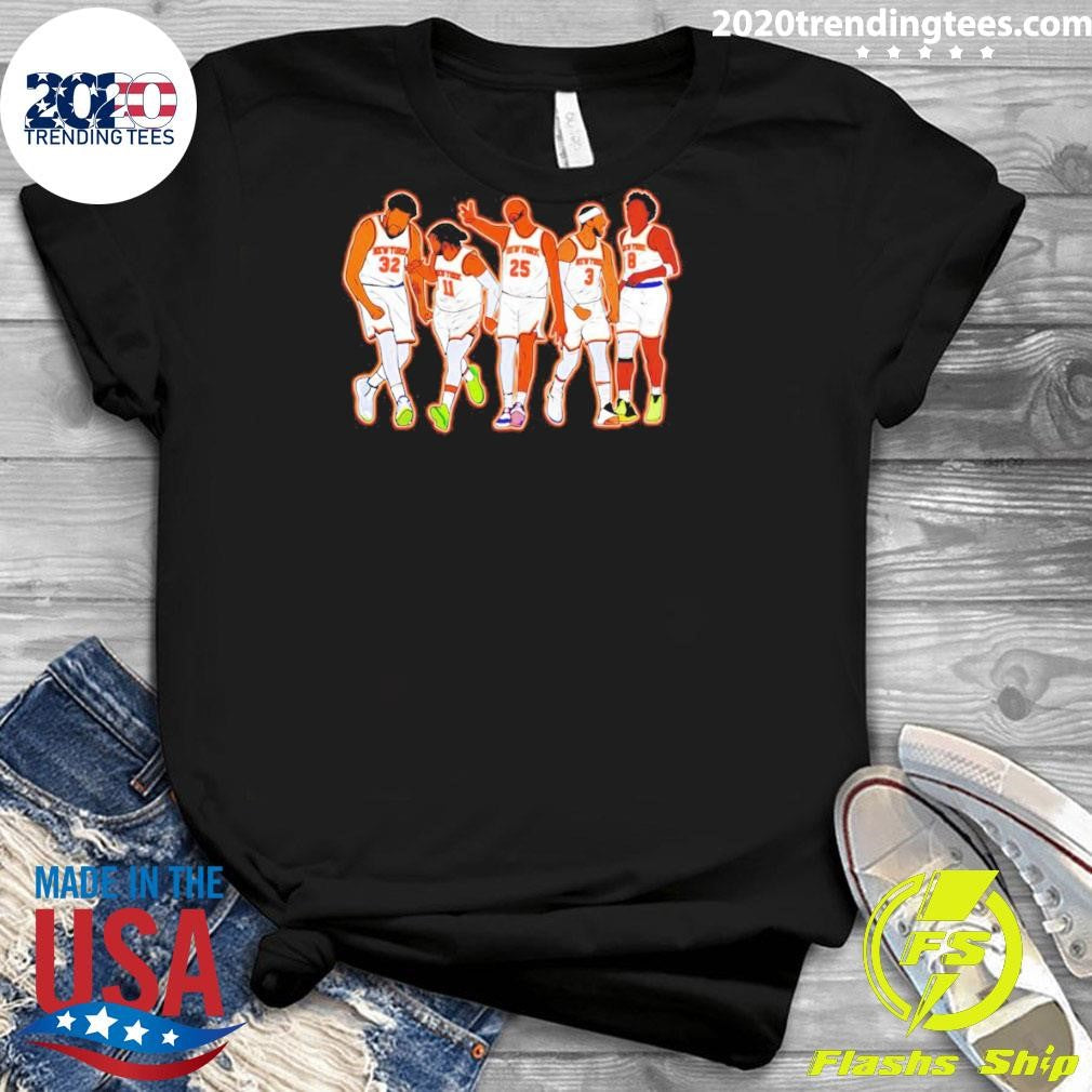 Karl-Anthony Towns Jalen Brunson Mikal Bridges Josh Hart OG Anunoby New York Knicks Starting Five Basketball Shirt