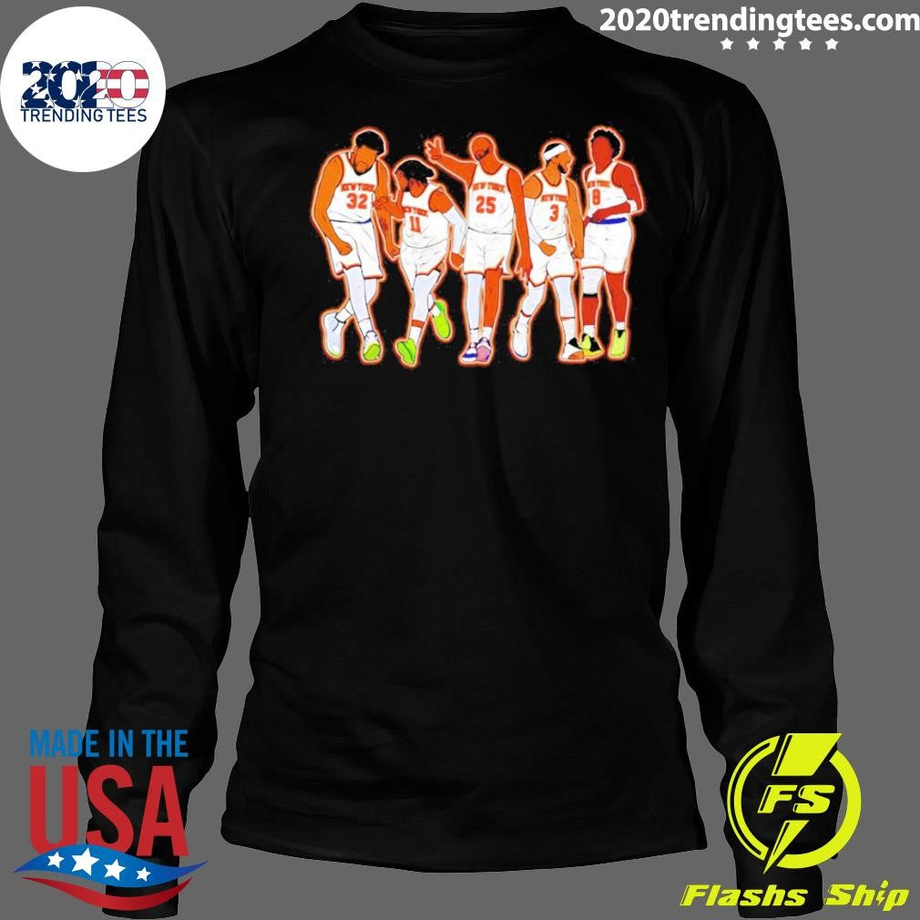 Karl-Anthony Towns Jalen Brunson Mikal Bridges Josh Hart OG Anunoby New York Knicks Starting Five Basketball Shirt