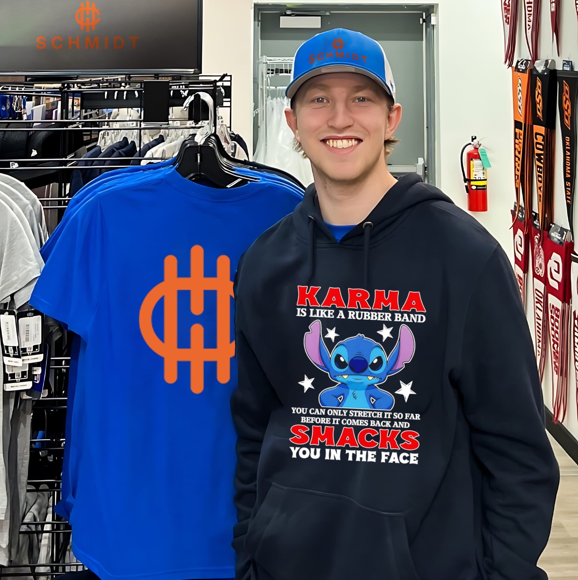 Karma Is Like a Rubber Band Stitch Quote shirt