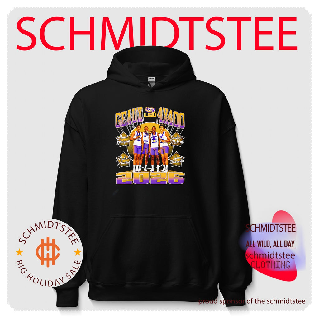 LSU Geaux 4×400 2026 team members illustration shirt
