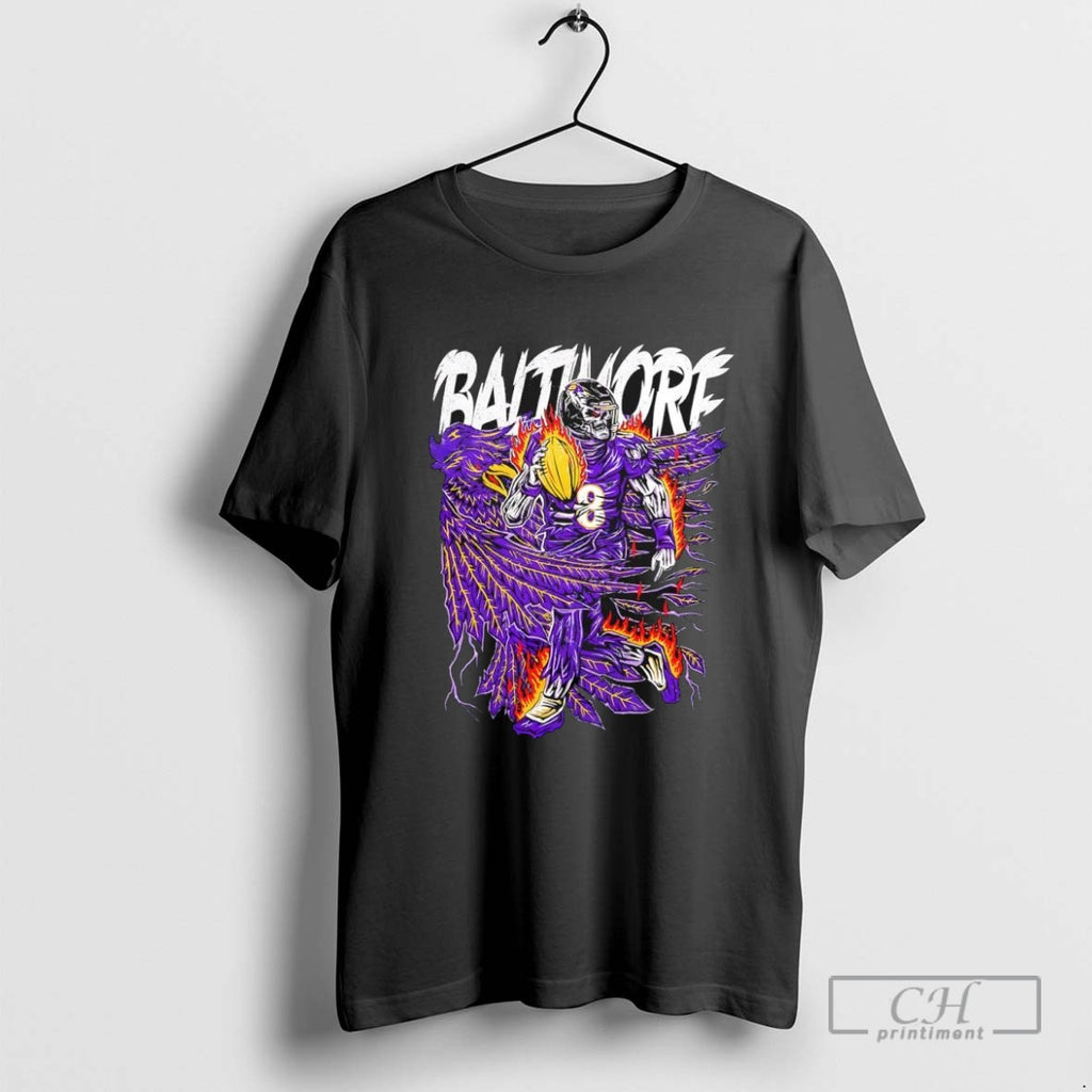 Lamar Jackson Baltimore Ravens Vintage Skeleton Graphic