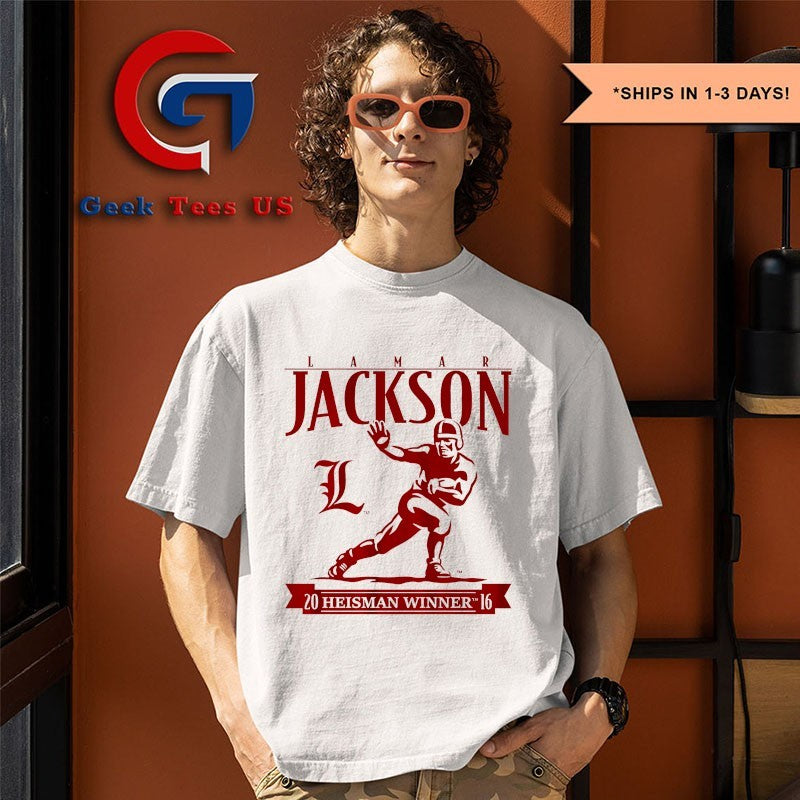 Lamar Jackson Louisville Cardinals football Heisman Winner 2026 trophy T-shirt