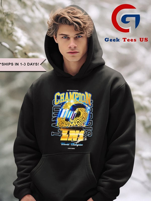 Lando Norris 2025 world Champion helmet shirt