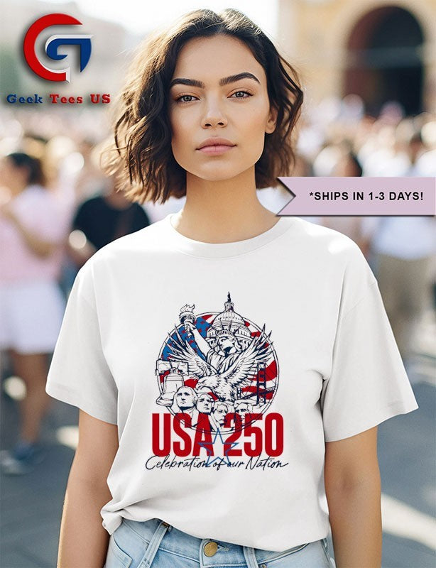 Liberty Bell Mount Rushmore Statue of Liberty Golden Gate Bridge USA 250 Celebration of our Nation shirt