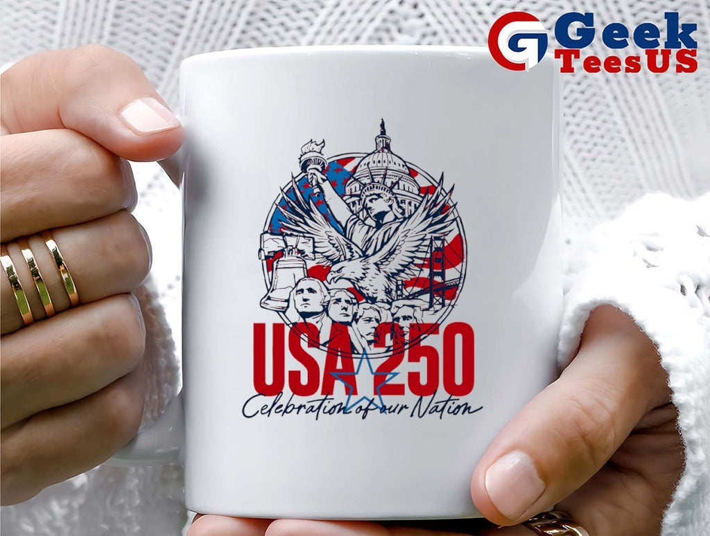 Liberty Bell Mount Rushmore Statue of Liberty Golden Gate Bridge USA 250 Celebration of our Nation shirt