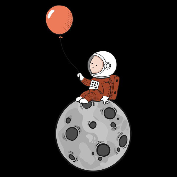 Lost In Thought Astronaut On Moon With Balloon Art