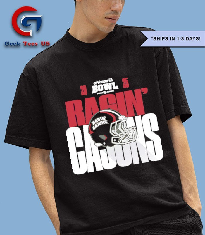 Louisiana Ragin’ Cajuns 2025 68 Ventures Bowl helmet shirt