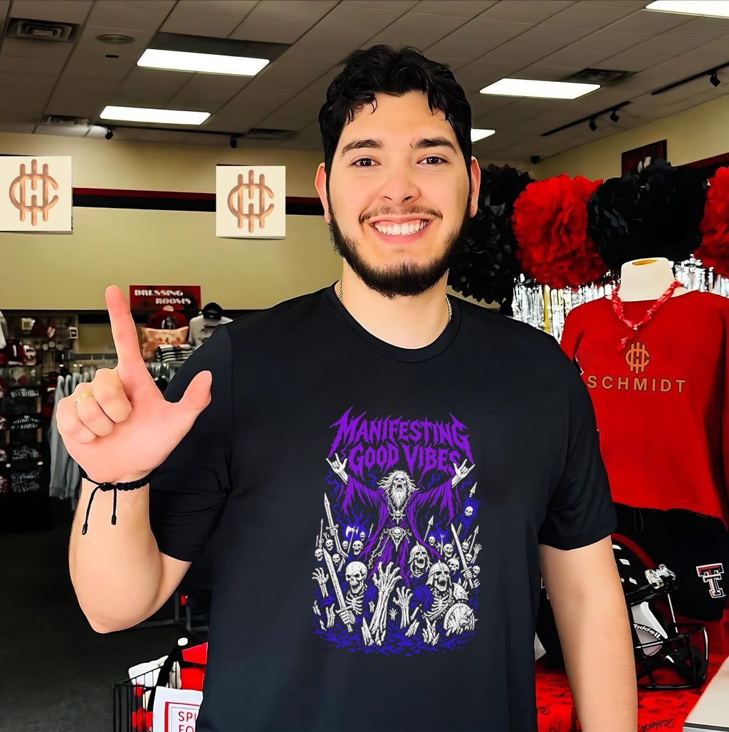 Manifesting Good Vibes Necromancer Skeleton Army shirt