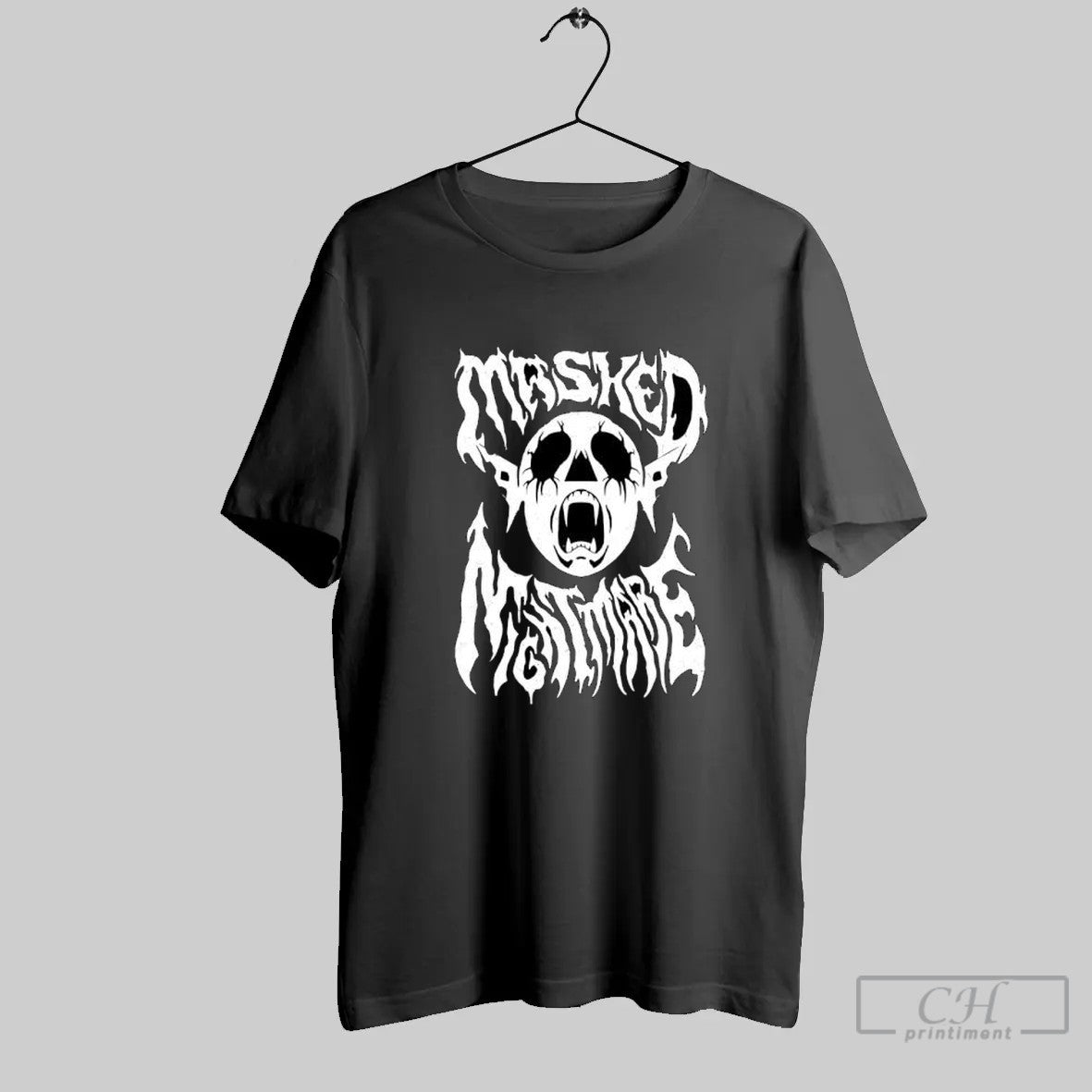 Masked Nightmare Skull Hardcore Punk Metal Band Logo T Shirt