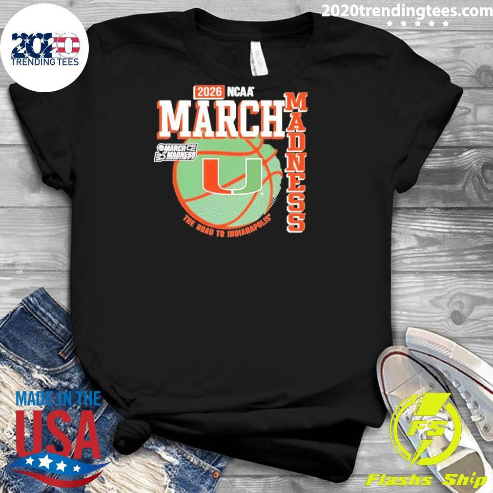 Miami Hurricanes 2026 Men’s Basketball March Madness Road To Indianapolis Shirt