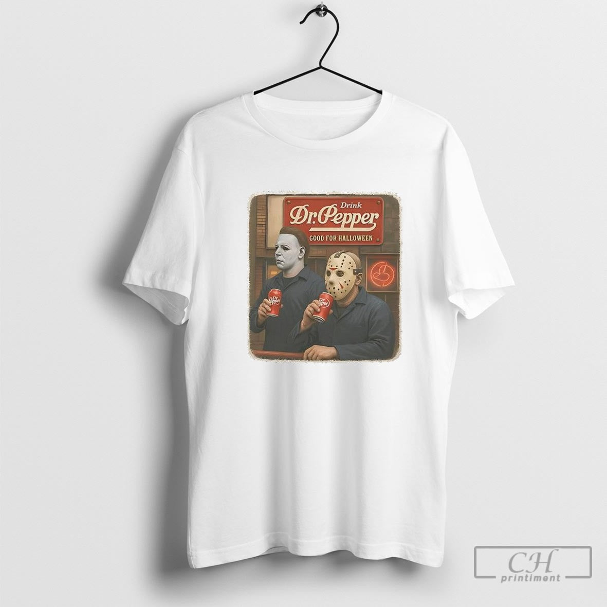 Michael Myers And Jason Voorhees Drink Dr Pepper Good For Halloween Shirt Sweater