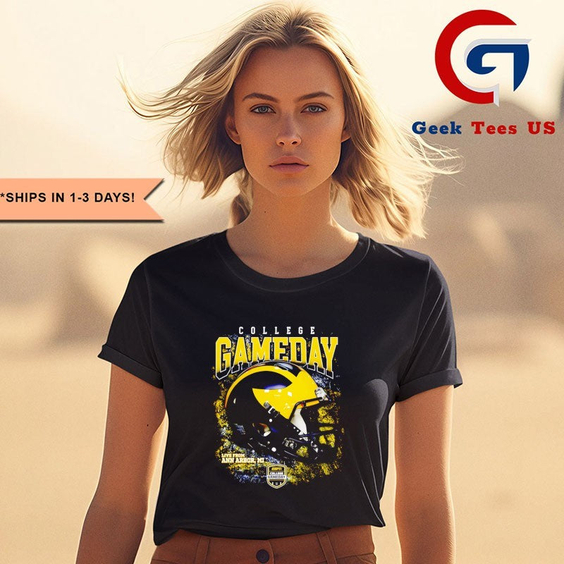 Michigan Wolverines College Gameday 2025 helmet shirt