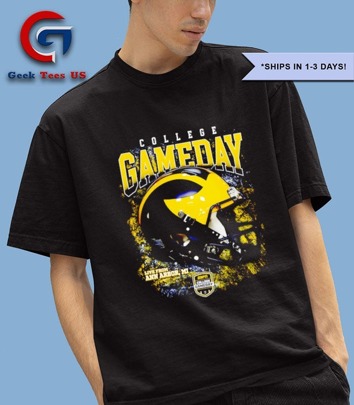 Michigan Wolverines College Gameday 2025 helmet shirt