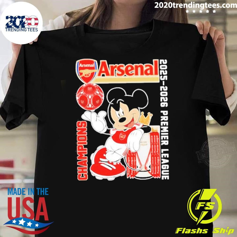 Mickey X Arsenals 2025-26 Premier League Champions Trophies Shirt