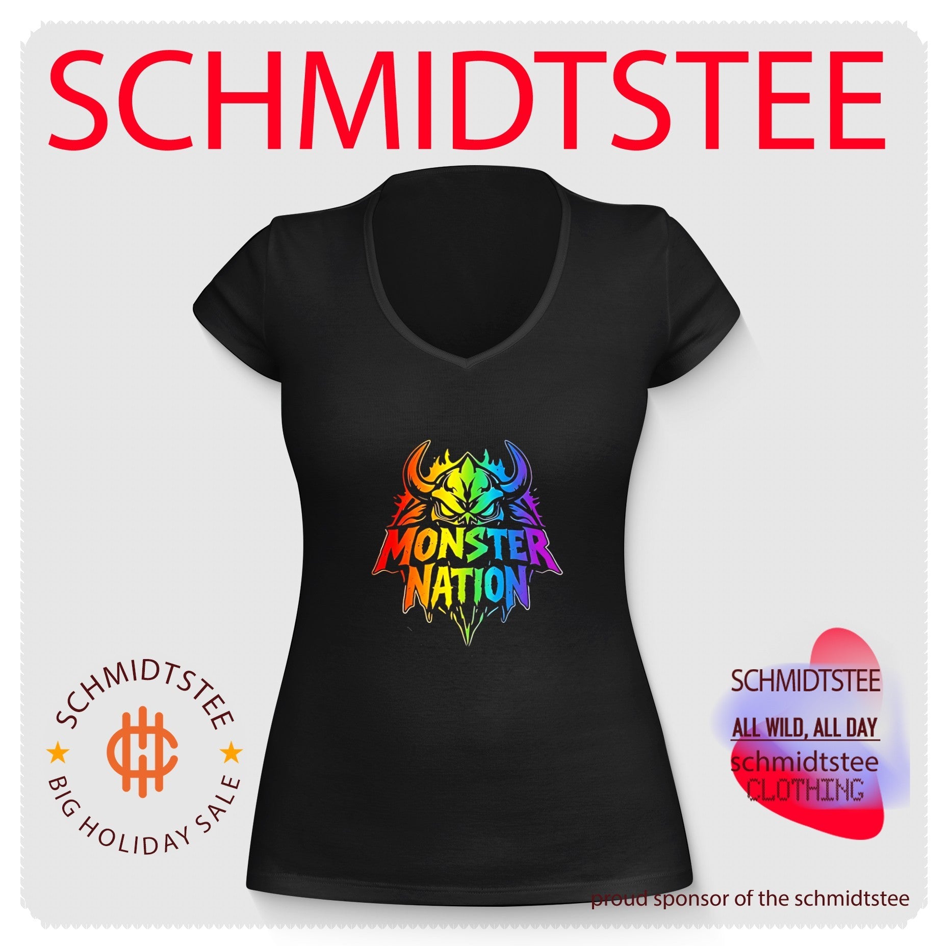 Monster Nation rainbow skull shirt
