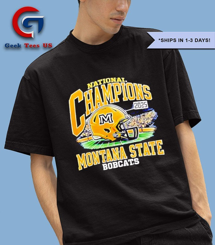 Montana State Football Division I Football National Champions 2025 helmet T-T-shirt