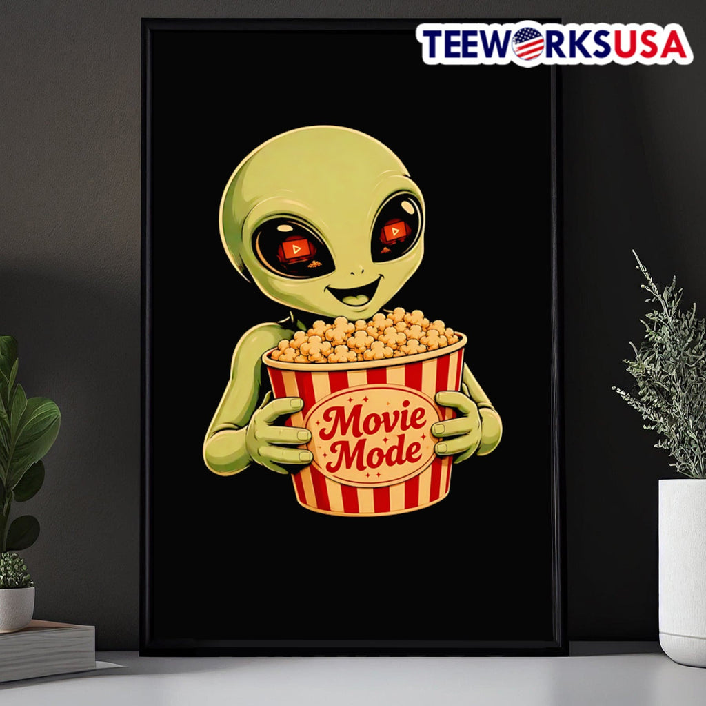 Movie Mode Alien With Popcorn Shirt