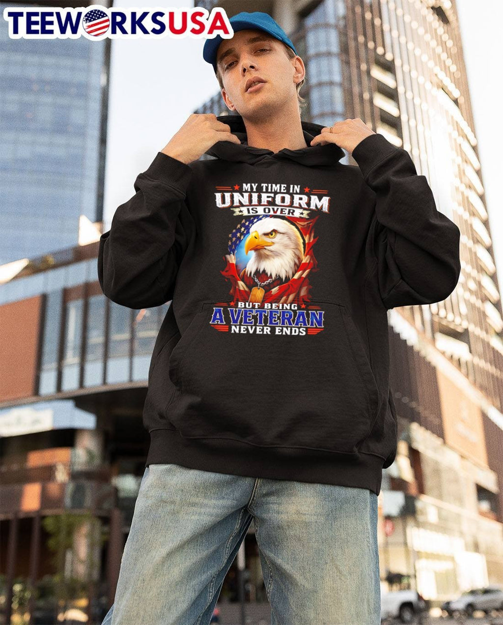 My Time in Uniform Is Over but Being a Veteran Never Ends Eagle T-Shirt