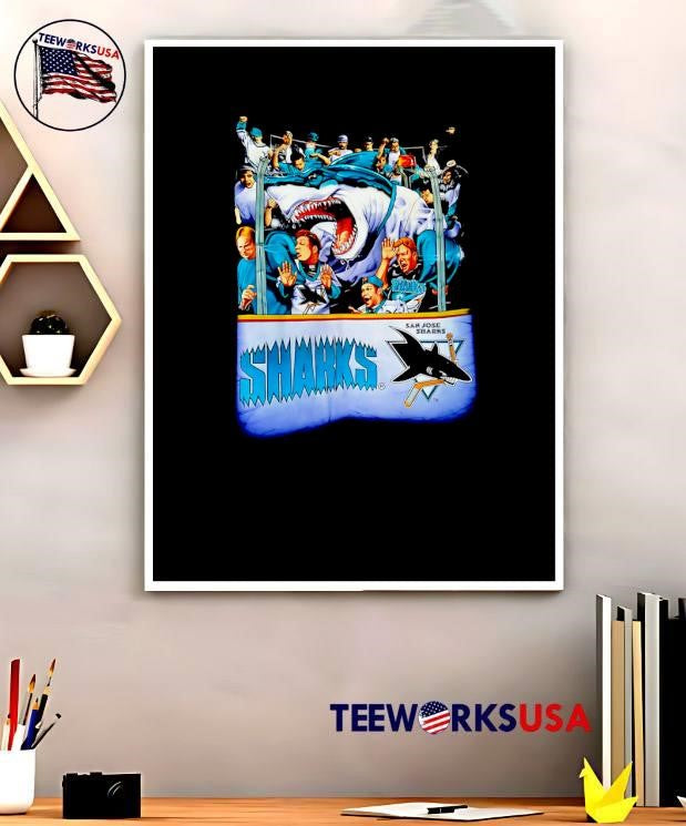 NHL San Jose Sharks Fans Cheering for Giant Hockey Shark Shirt
