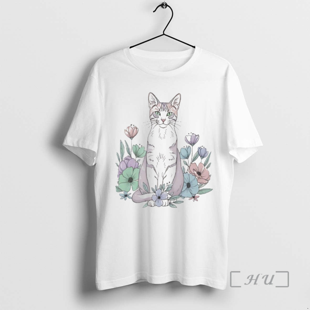 New Cute Sitting Cat In Floral Garden Watercolor T-Shirts, Hoodie, Sweatshirt | AU01DripNestTees.com