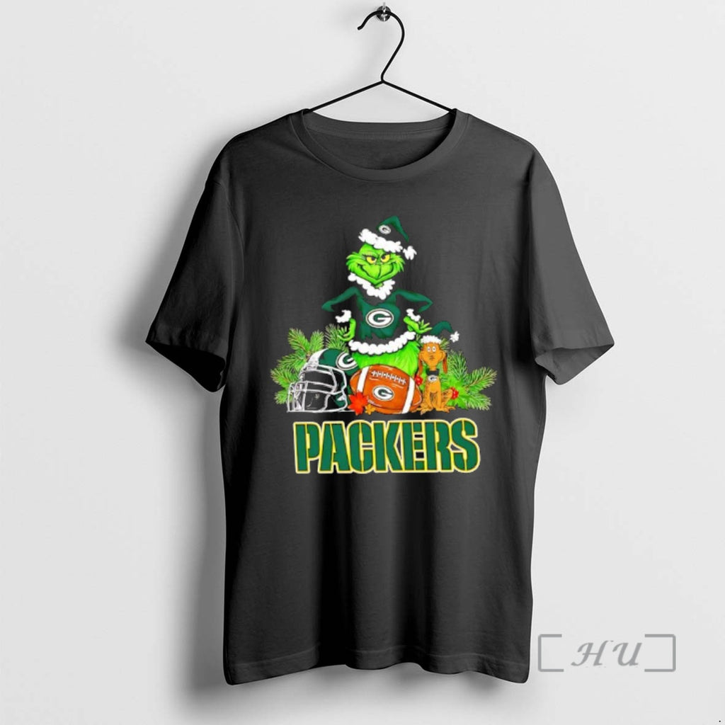 New The Grinch And Max Green Bay Packers Christmas Helmet Items Premium T Shirts Sweater Hoodie, Sweatshirt