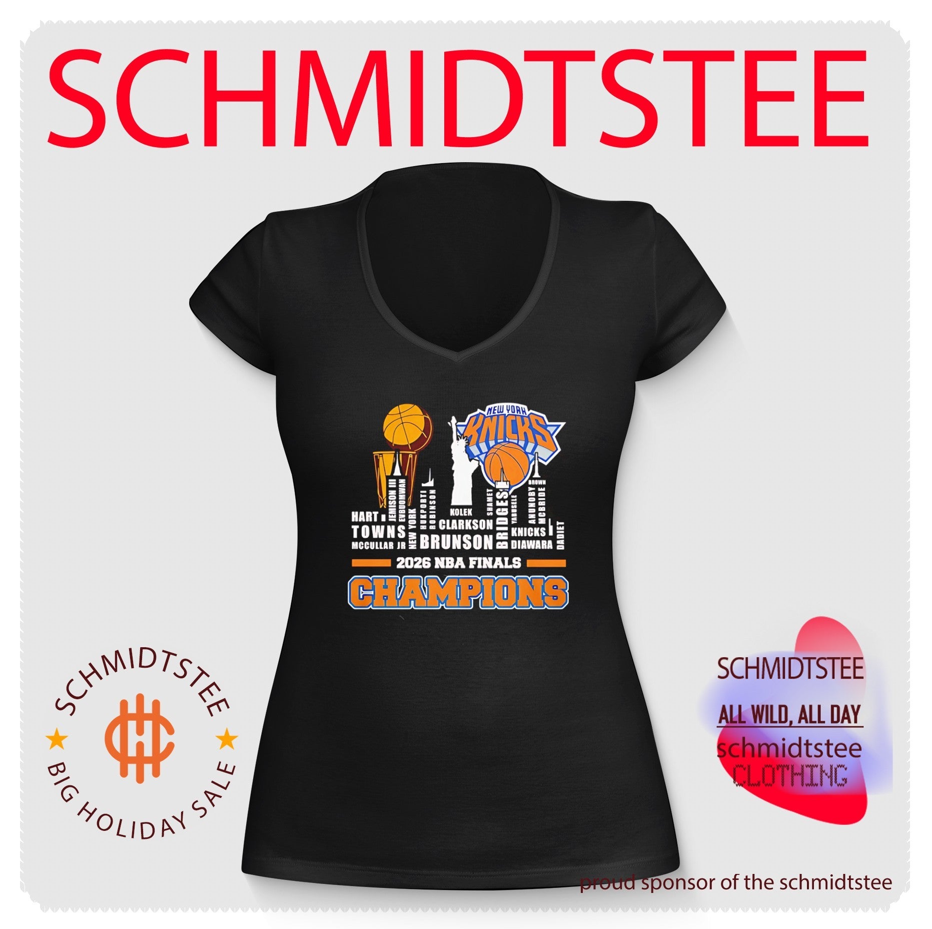 New York Knicks 2026 NBA Finals Champions players name skyline shirt