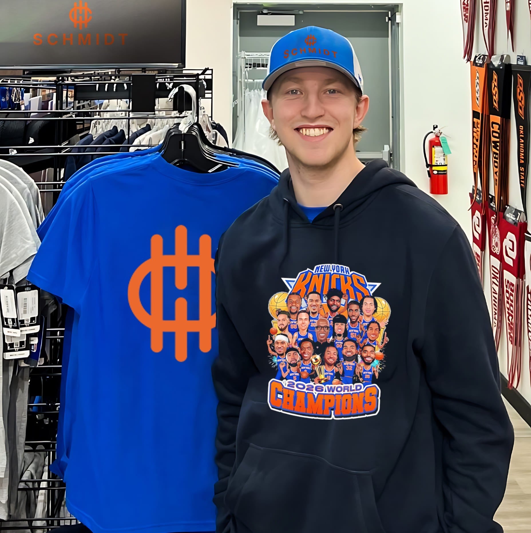 New York Knicks 2026 World Champions team collage caricature graphic shirt