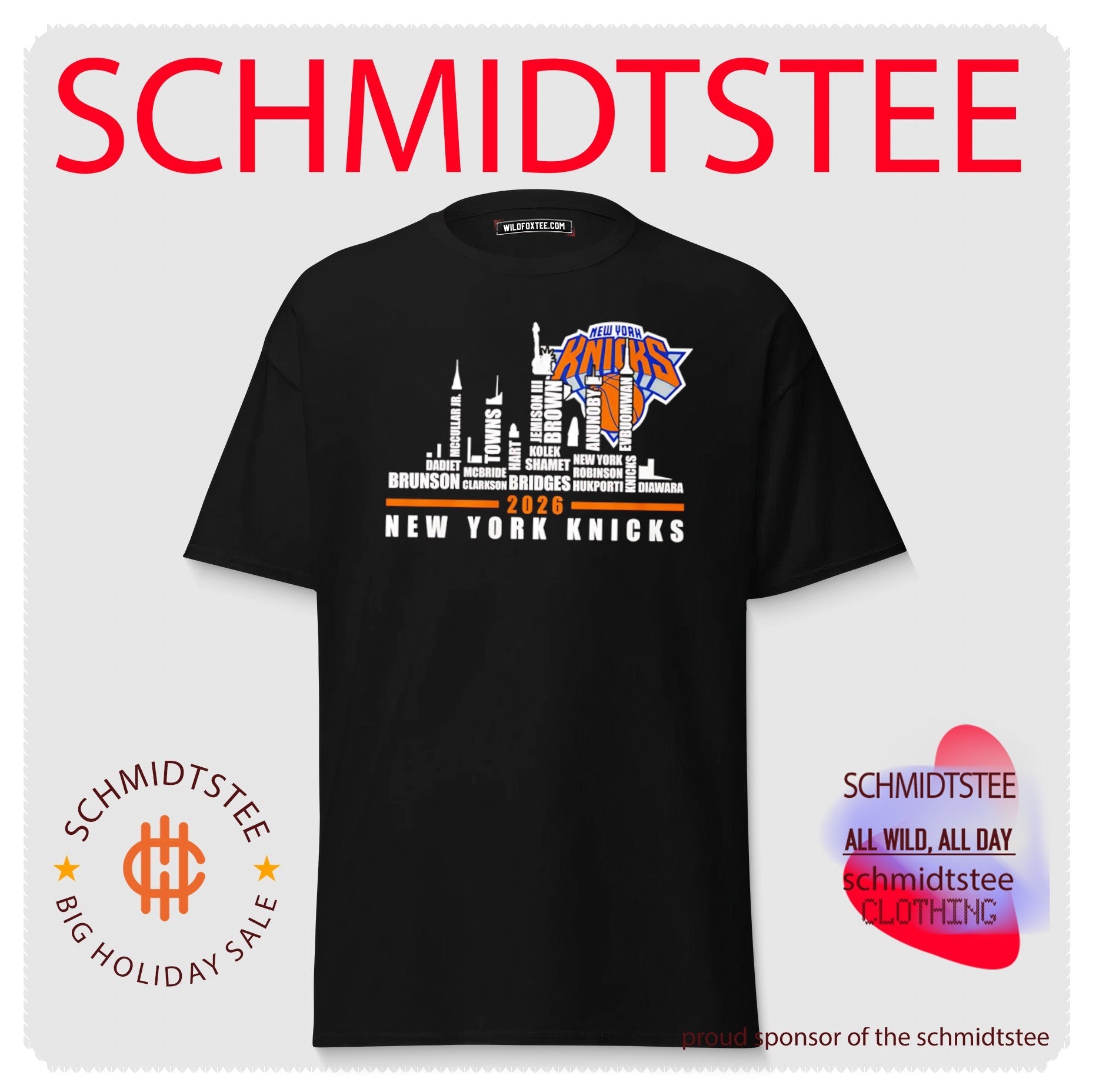 New York Knicks 2026 player name roster skyline shirt
