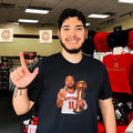 New York Knicks Jalen Brunson holding trophy middle finger shirt