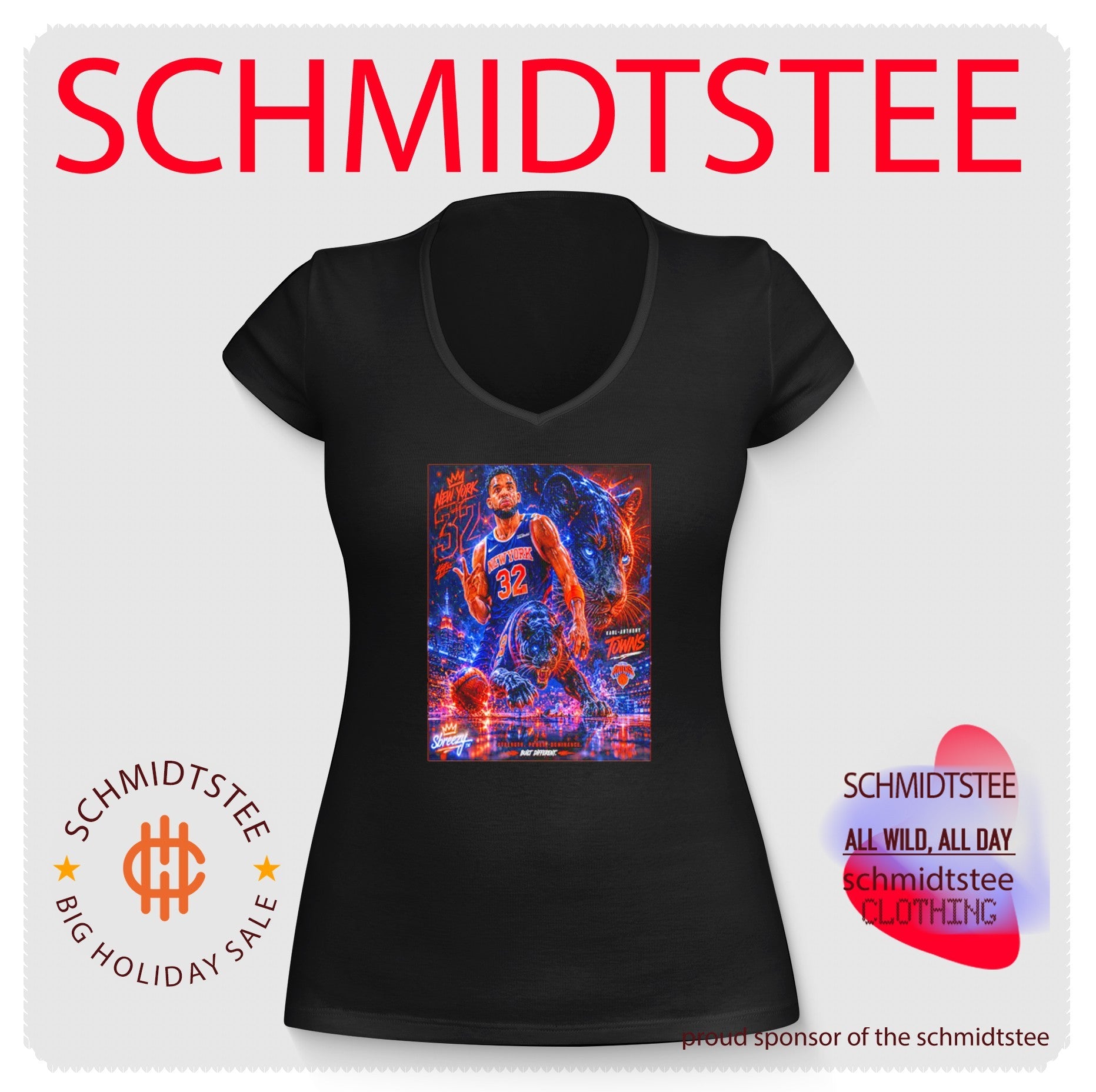 New York Knicks Karl Anthony Towns with graphic panther shirt