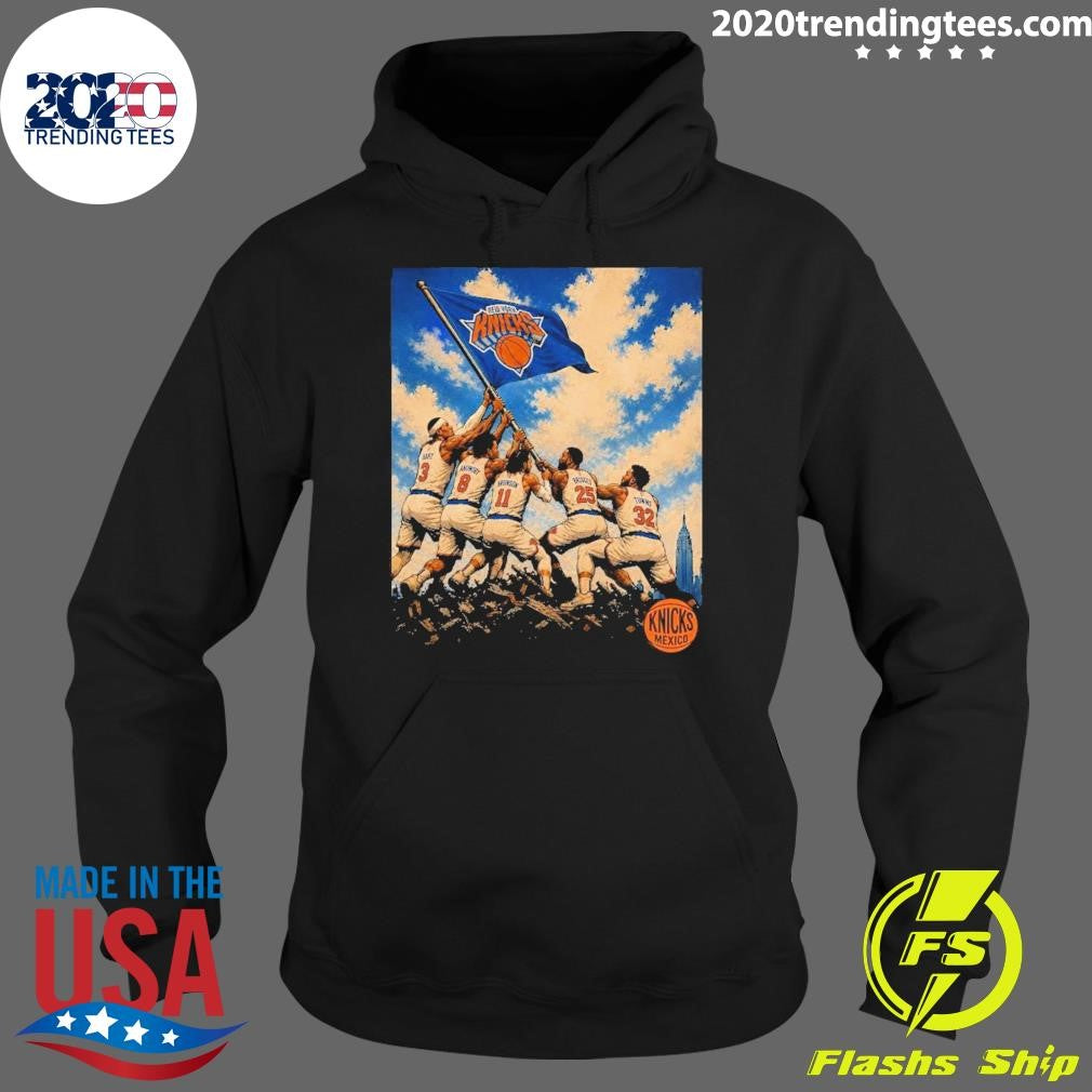 New York Knicks Nba Playoffs 2026 Team Flag Raising Heroic Nyc Skyline Shirt