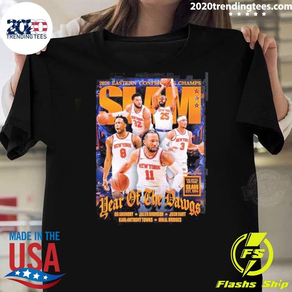 New York Knicks SLAM 262 Year Of The Dawgs 2026 Eastern Conference Champs Magazine Cover Shirt