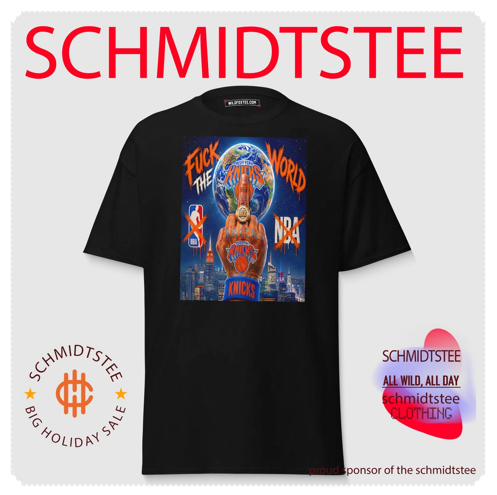New York Knicks fuck the world middle finger illustration shirt