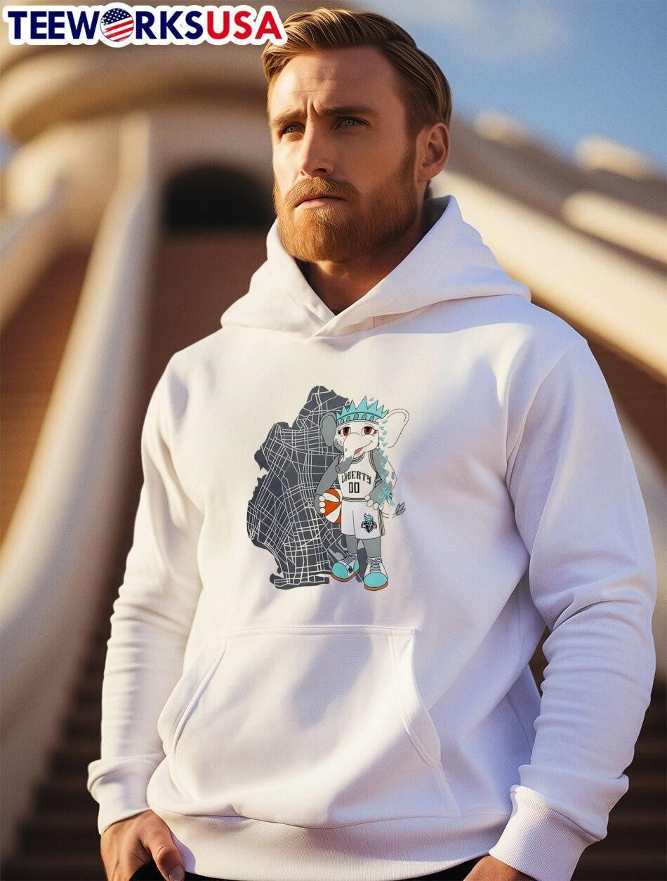 New York Liberty Elephant Mascot Jersey Map Graphic shirt