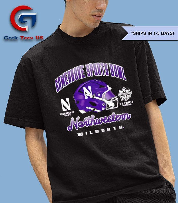 Northwestern Wildcats 2025 Gameabove Sports Bowl helmet shirt