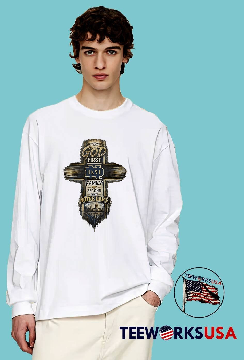 Notre Dame Fighting Irish God First Family Second Notre Dame T-Shirt