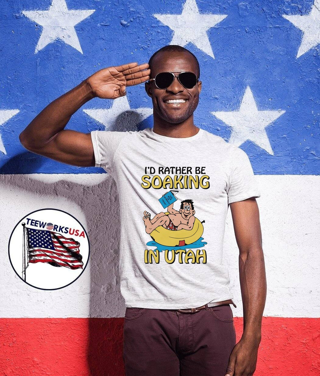 Novelty Humor Apparel I’d Rather Be Soaking in Utah The Book of Mormon T-Shirt