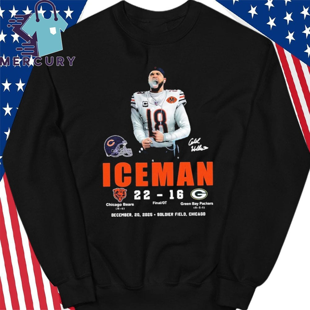 2025 Caleb Iceman Bears 22 16 Packers Shirt