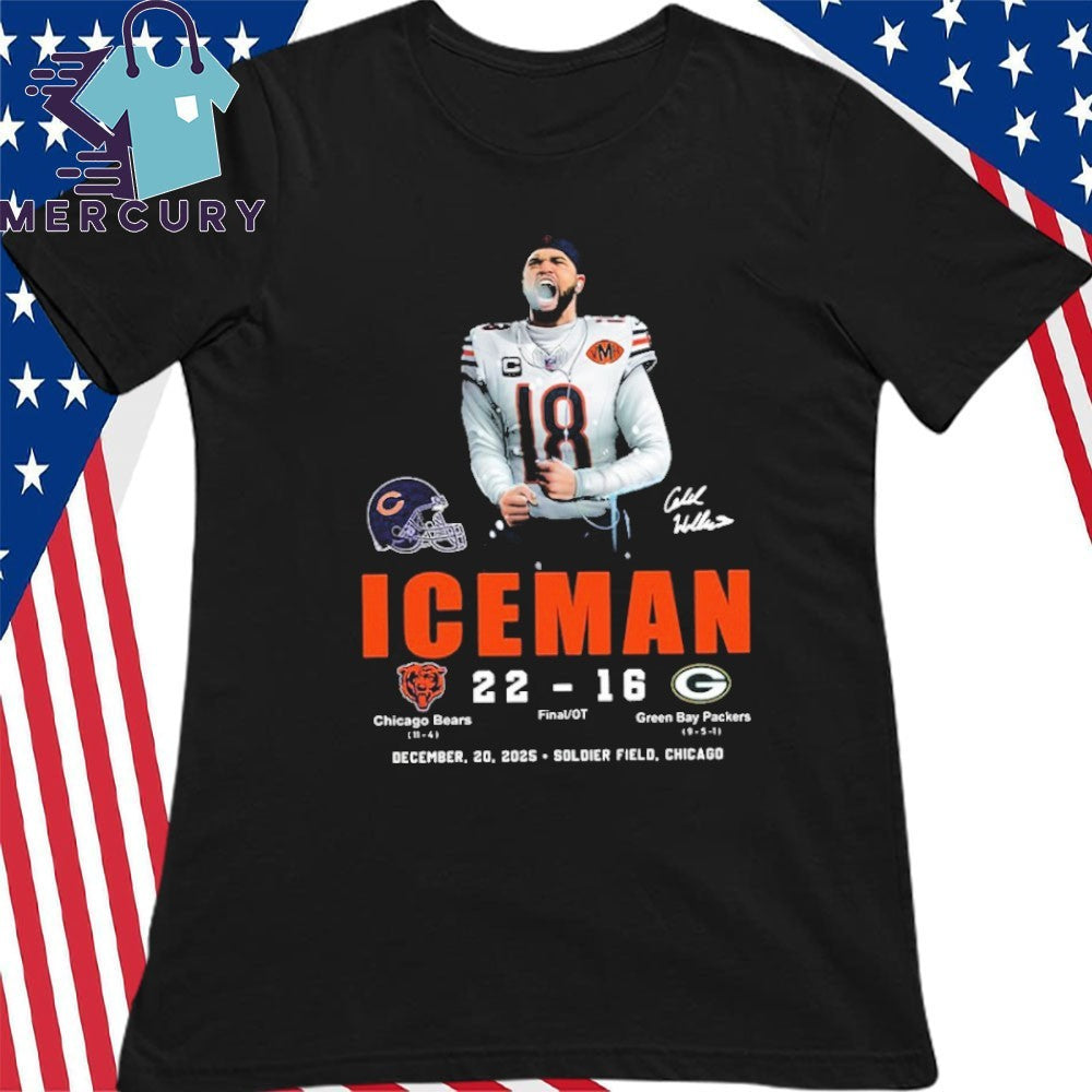 2025 Caleb Iceman Bears 22 16 Packers Shirt