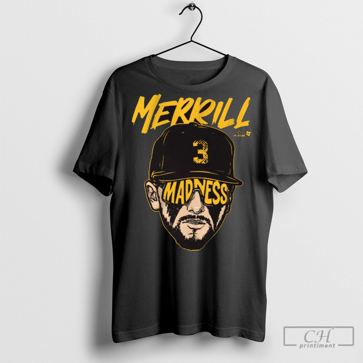 Official 2025 Jackson Merrill Merrill Madness Swag Head San Diego Padres Mlb Baseball Graphic