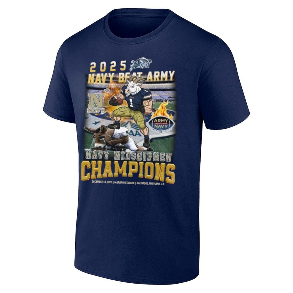 2025 Navy Beat Army Champions Navy Midshipmen Mascot Shirt