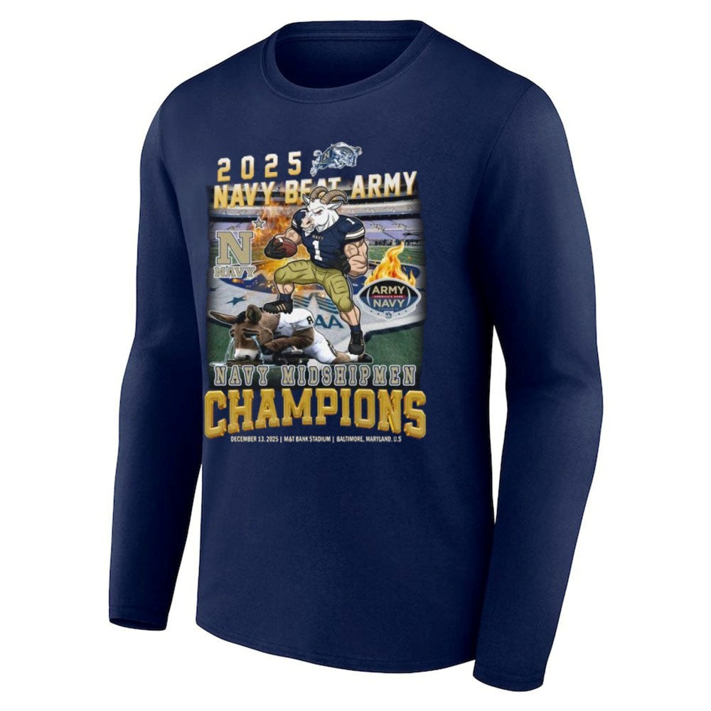 2025 Navy Beat Army Champions Navy Midshipmen Mascot Shirt