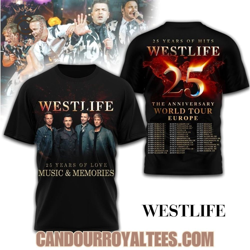 25 Years Of Hits Westlife The Anniversary World Tour Shirt