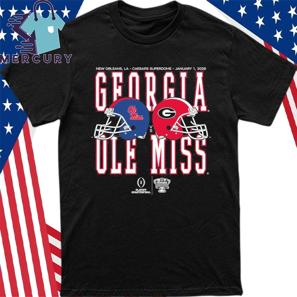 Allstate Sugar Bowl 2026 Ole Miss vs Georgia Helmet Matchup Helmet Shirt