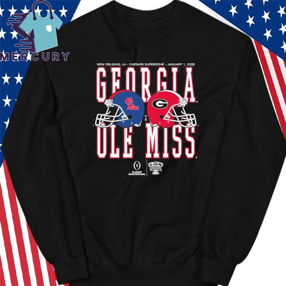 Allstate Sugar Bowl 2026 Ole Miss vs Georgia Helmet Matchup Helmet Shirt